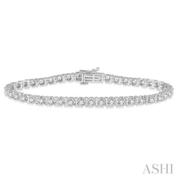3 Ctw Round Cut Diamond Tennis Tulip Bracelet in 14K White Gold